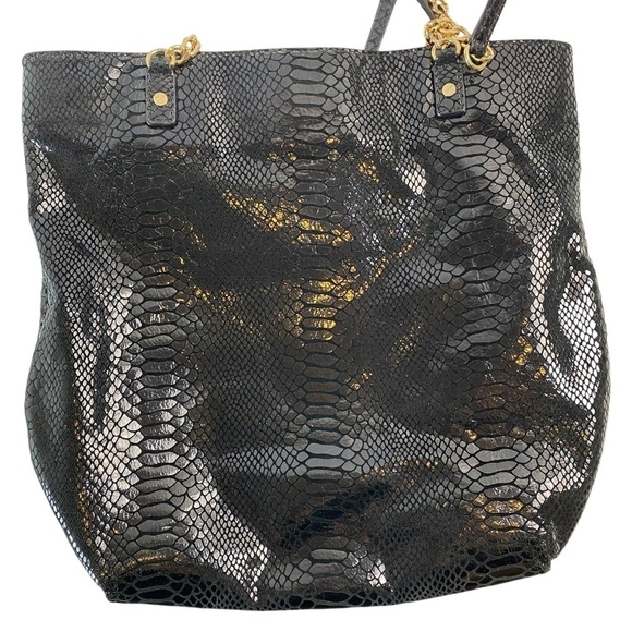 Michael Kors Jet Set Chain Tote Leather Black Handbag - Picture 4 of 7